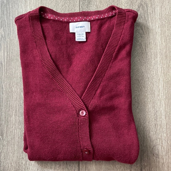 Old Navy Maroon Cardigan. Size: L 10-12 - Picture 5 of 5